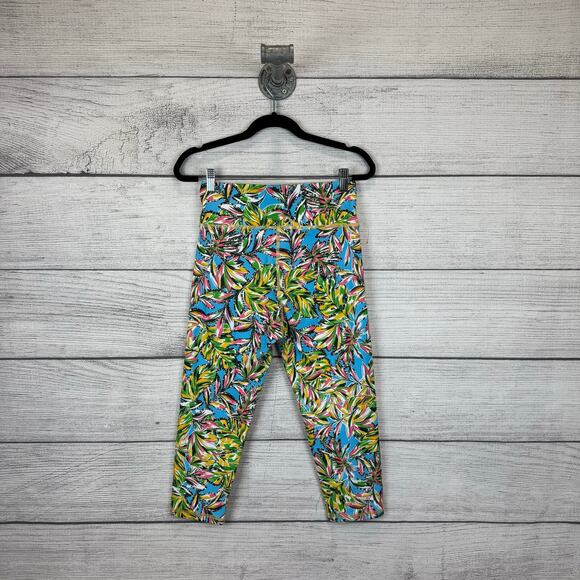 Becco Women's Active Summer Tropical Soft High Rise Crop Leggings Size Large - Picture 3 of 8